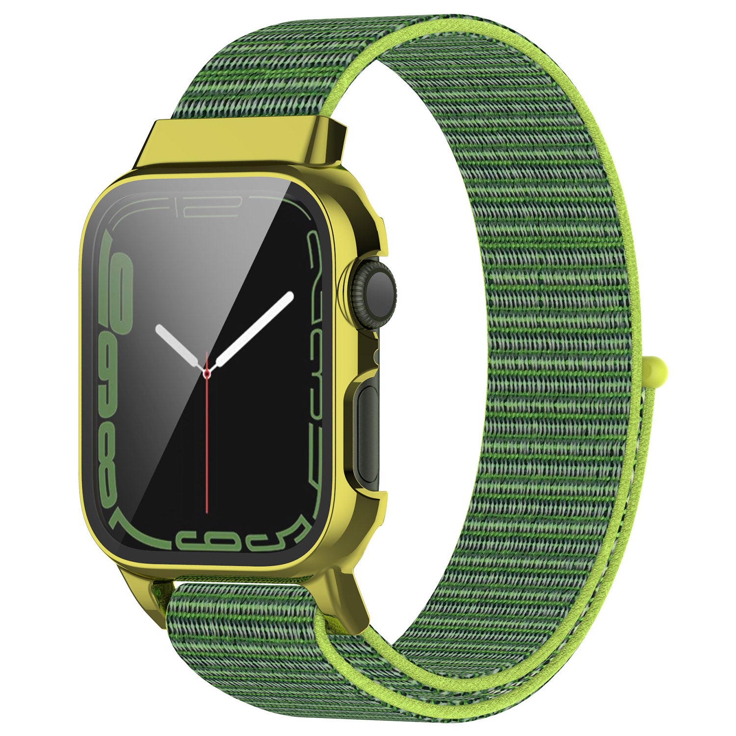 Loop Fastener Nylon Watch Band Strap + Tempered Glass Film Electroplating PC Watch Case Cover for Apple Watch Series 7 45mm Loop Fastener Nylon Watch Band Strap + Tempered Glass Film Electroplating PC Watch Case Cover for Apple Watch Series 7 45mm